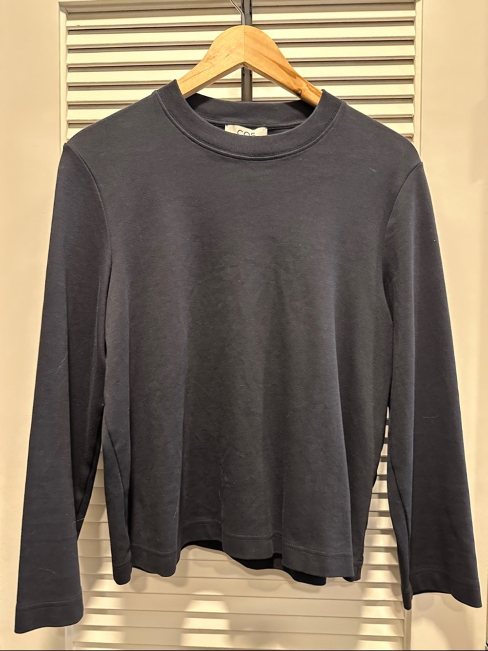 COS Navy Crewneck Long Sleeve Top
